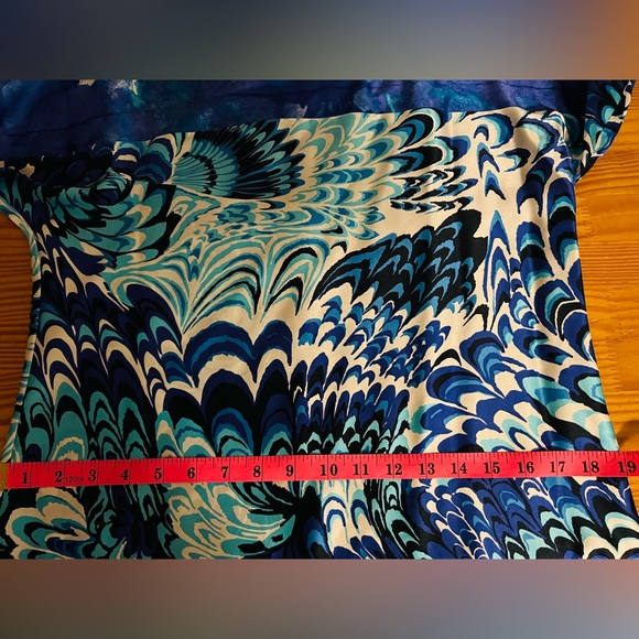 100% Blue White Silk Dress Laundry by Shelli Sega Long Slit Sleeves Smal - Picture 6 of 9